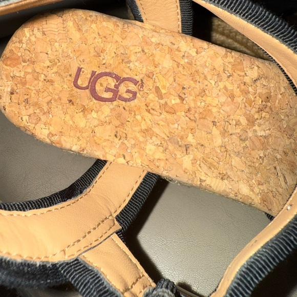 Ugg Wedge Shoe Womens 6.5 Australia Maybell Black 1019887 Espadrille Strap - Picture 7 of 12